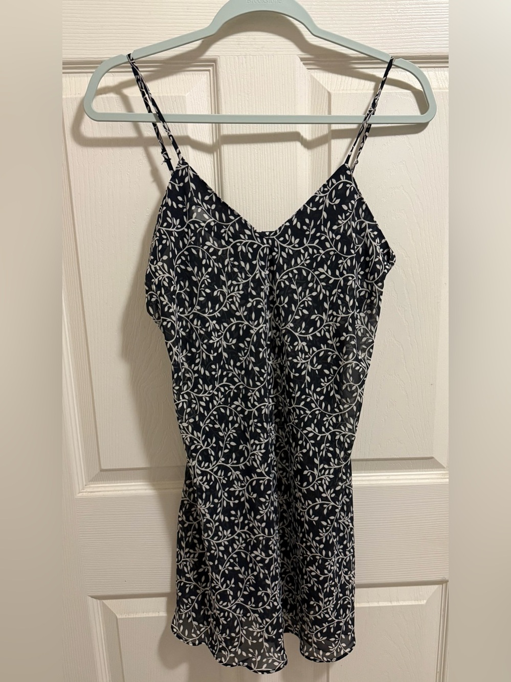 New York & Company Black and White Floral Slip Dress